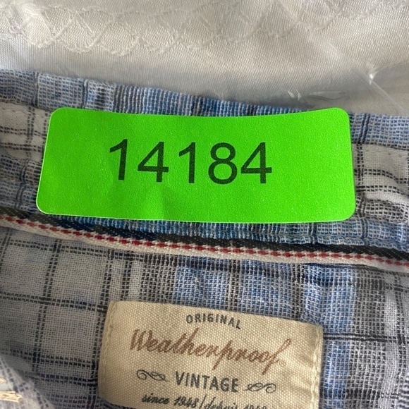 Weatherproof Vintage Washable Linen Men's Blue Plaid SS Button Up Shirt Small - Picture 11 of 11